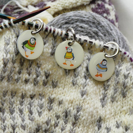 Woolly Puffin Stitch Markers (Set of 6) by Emma Ball
