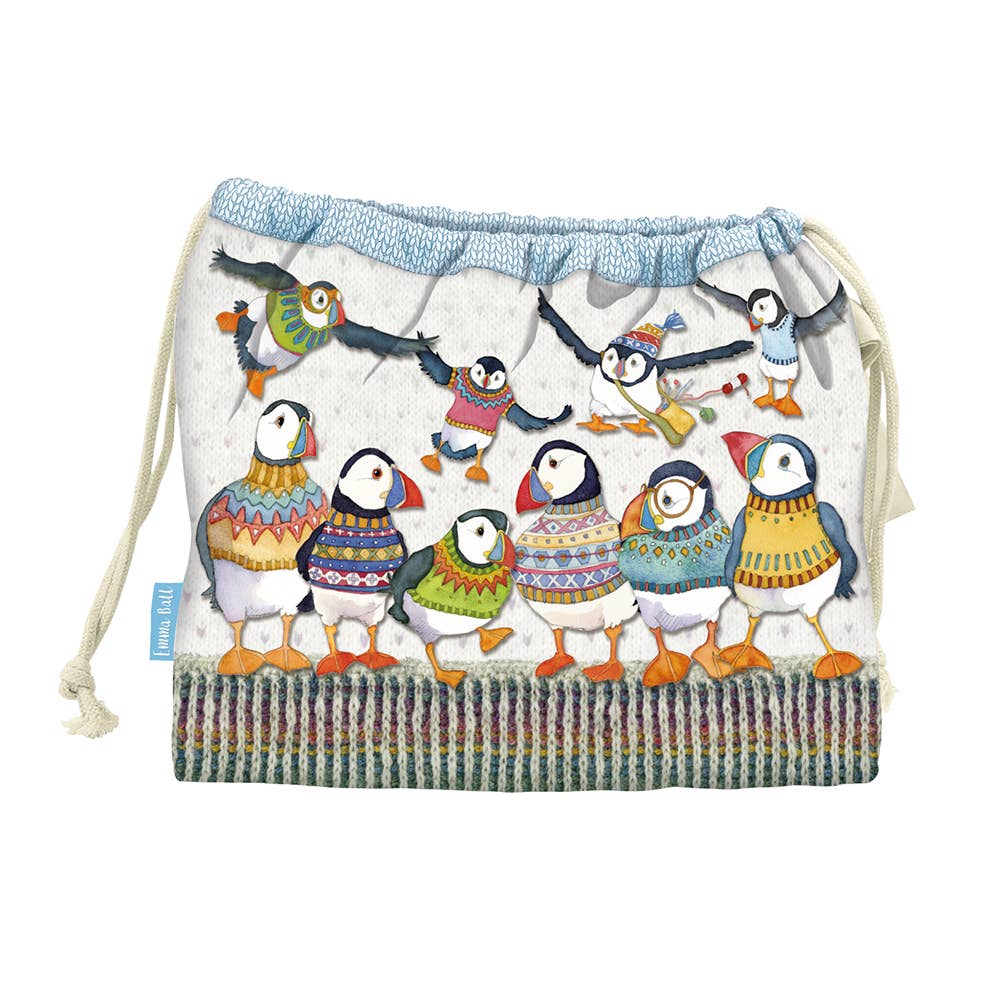Woolly Puffins Drawstring Bag