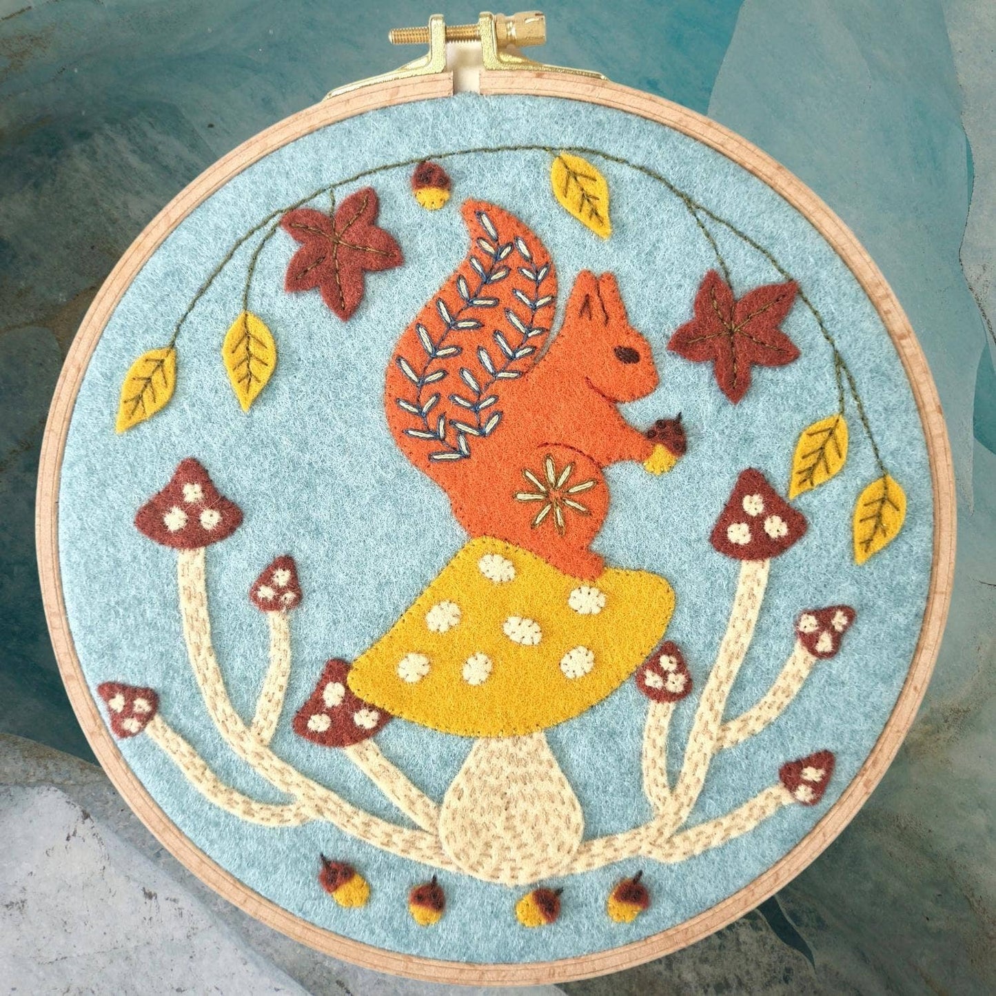 Squirrel Felt Appliqué Hoop Kit by Corinne Lapierre