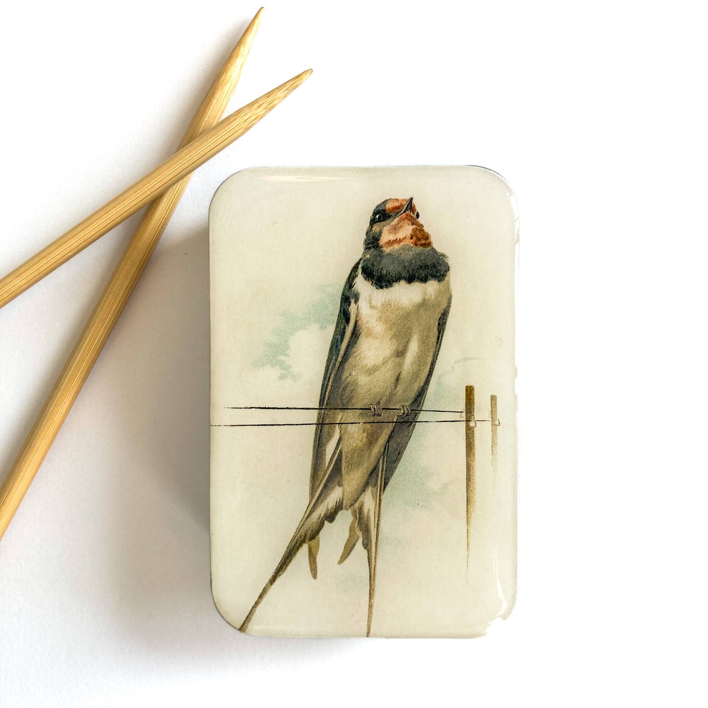 Handcrafted Vintage French Swallow Illustrated Stitch Marker