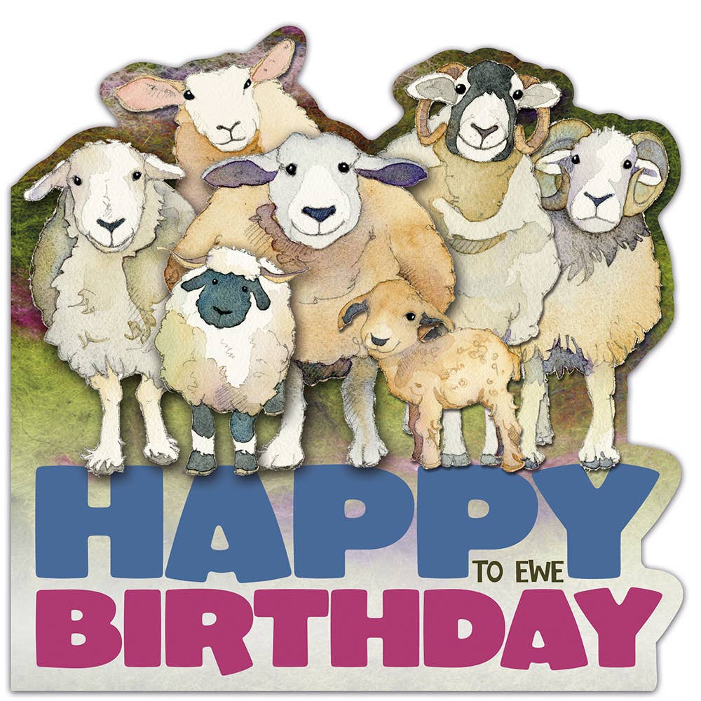 Felted Sheep Birthday . Die Cut Card - Emma Ball